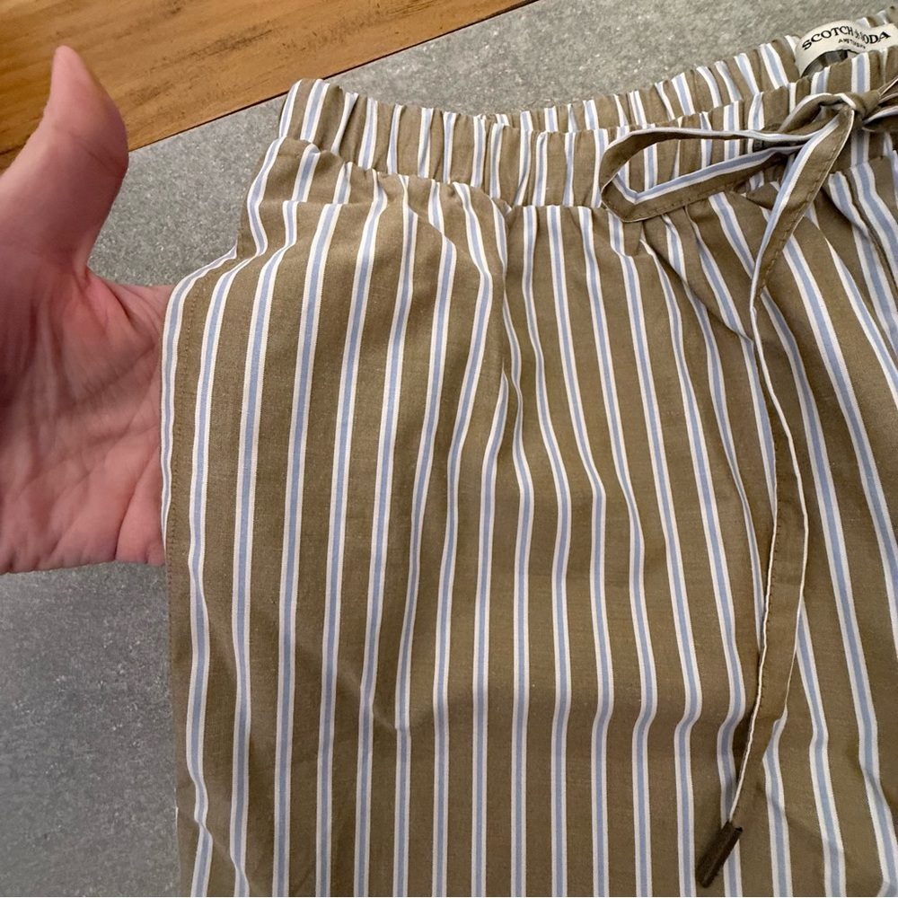 NWT Scotch & Soda Striped Easy Drawstring Shorts Martini Olive Size Large - Picture 6 of 11